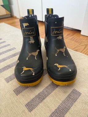 Joules Navy Rain Boots with Dog Print